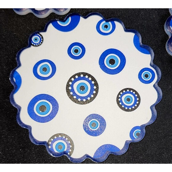 New Evil Eye Tile Coaster Set. Protection home decor - Picture 2 of 3